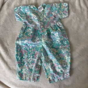 Vintage baby girls 80s romper dress